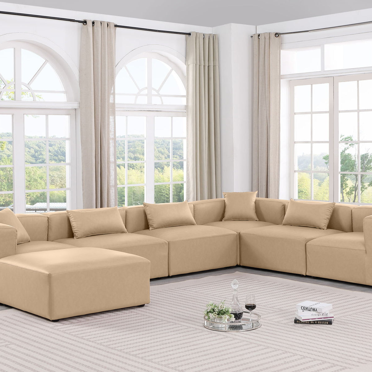 Cube - 7 Piece Modular Sectional - Tan