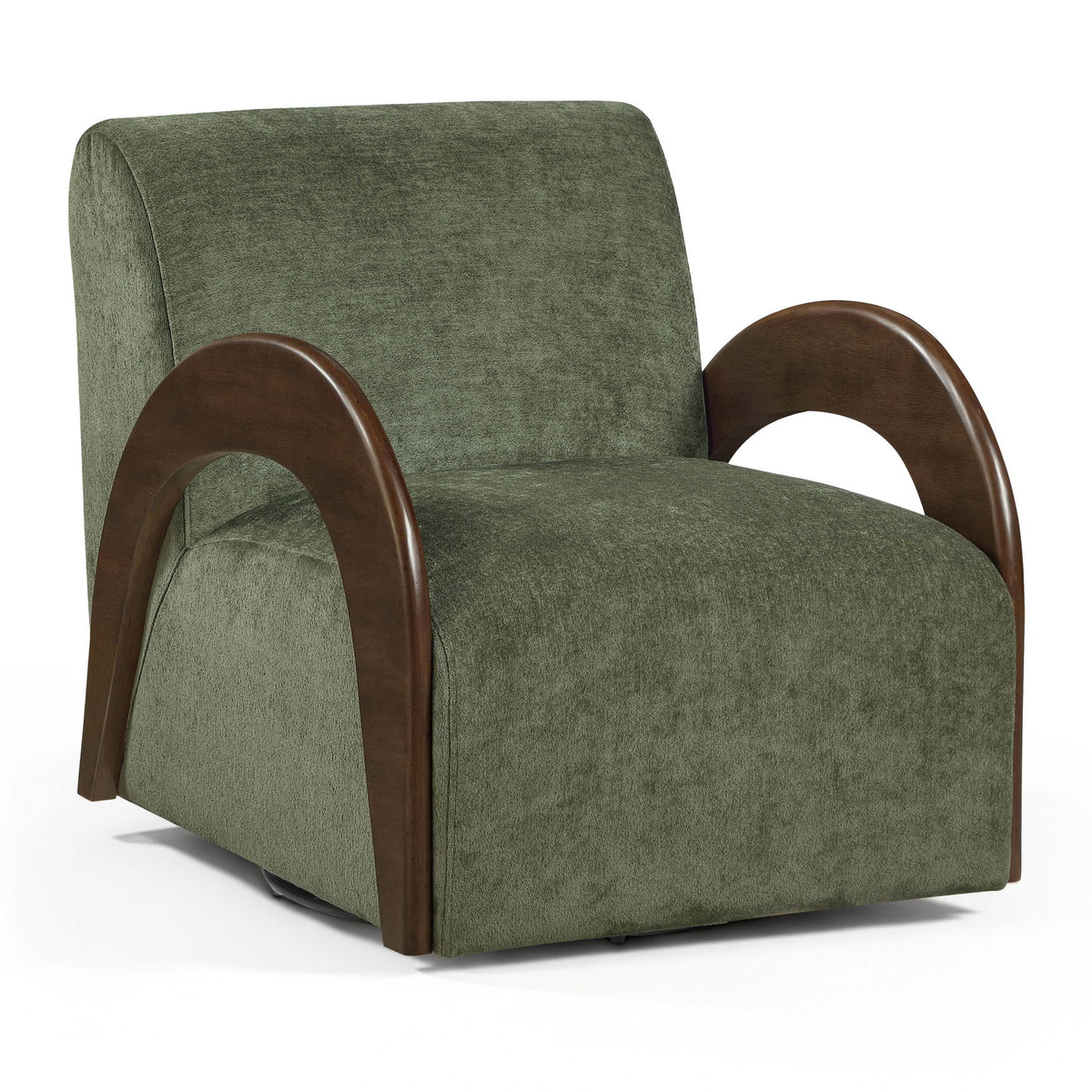 Neria - Chenille Fabric Upholstered Swivel Accent Chair - Painted Brown Base