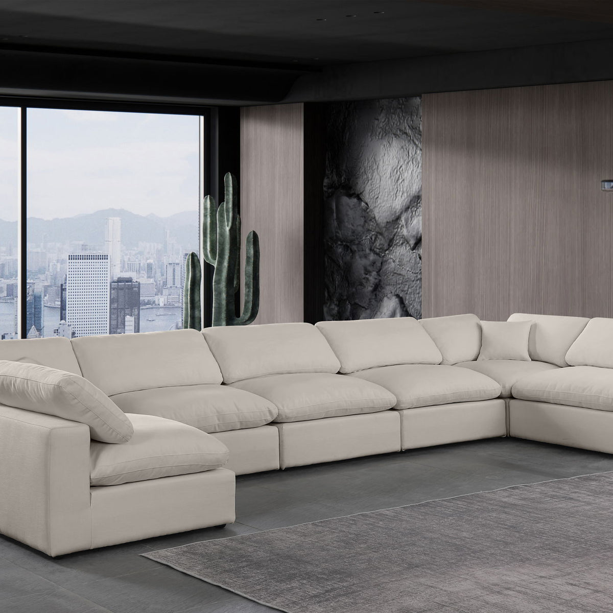 Comfy - 7 Piece Linen Modular Armless Sectional