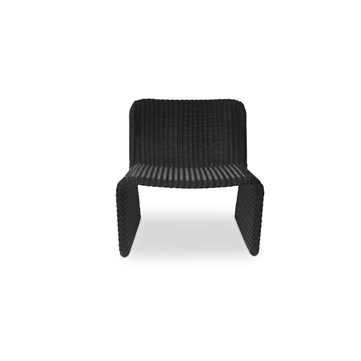 Charcoal woven outdoor accent chair with rounded back and four legs