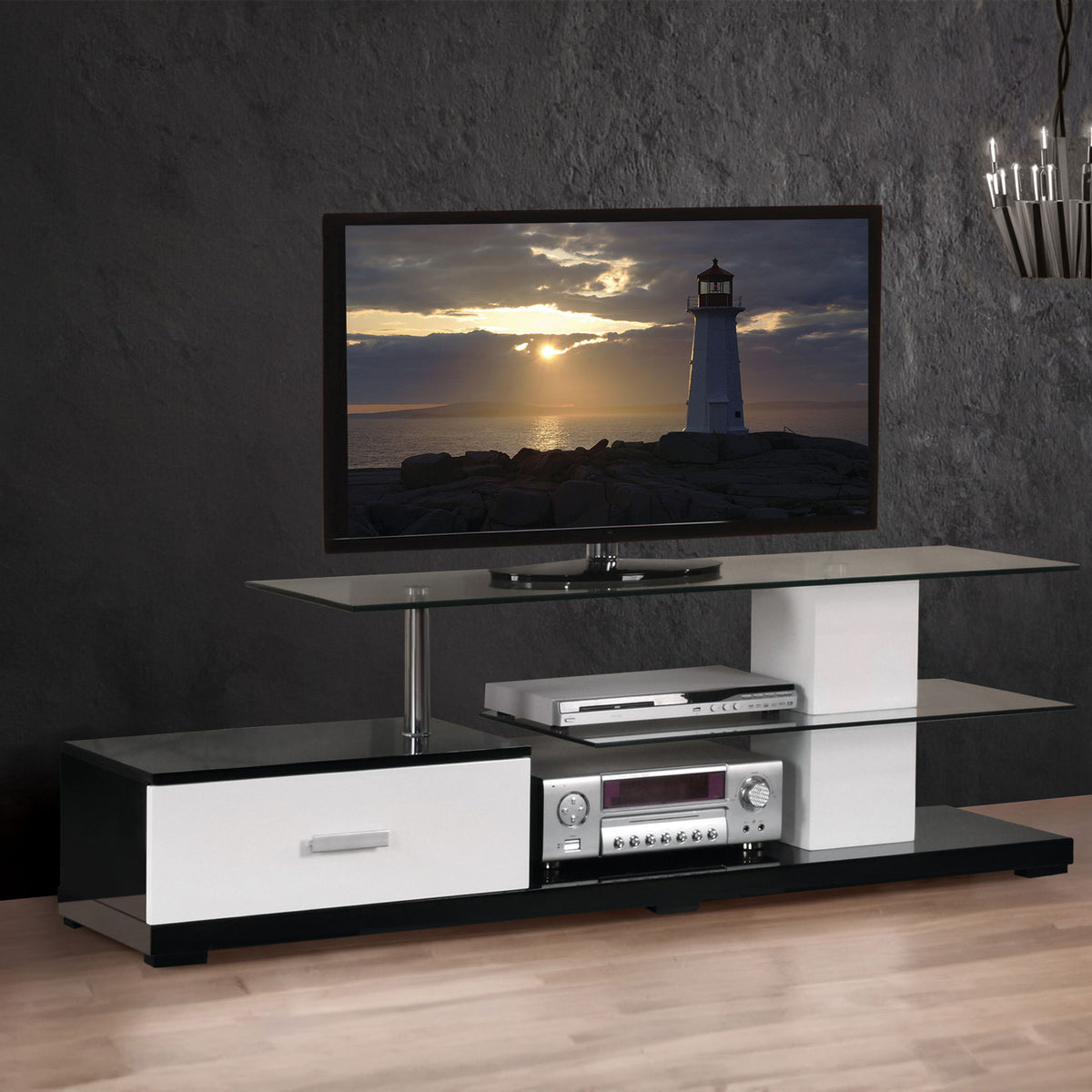 Ivana - TV Stand - White / Black
