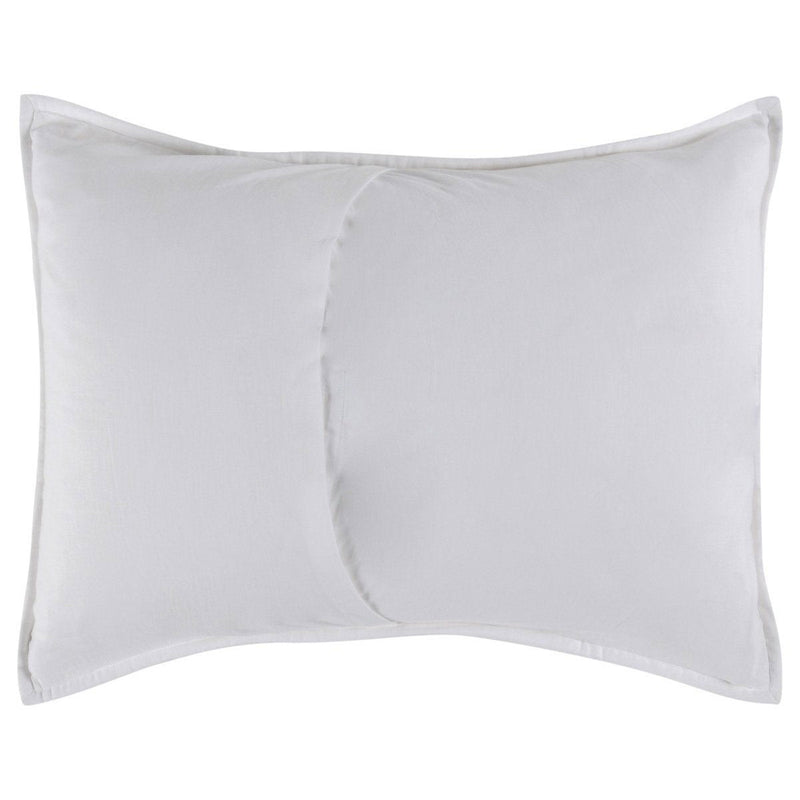 White pillow sham with smooth fabric and stitched edge