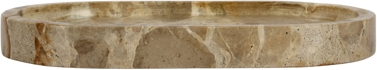 Genuine marble tray rim, thick round edge with beige marbling