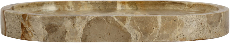 Genuine marble tray rim, thick round edge with beige marbling