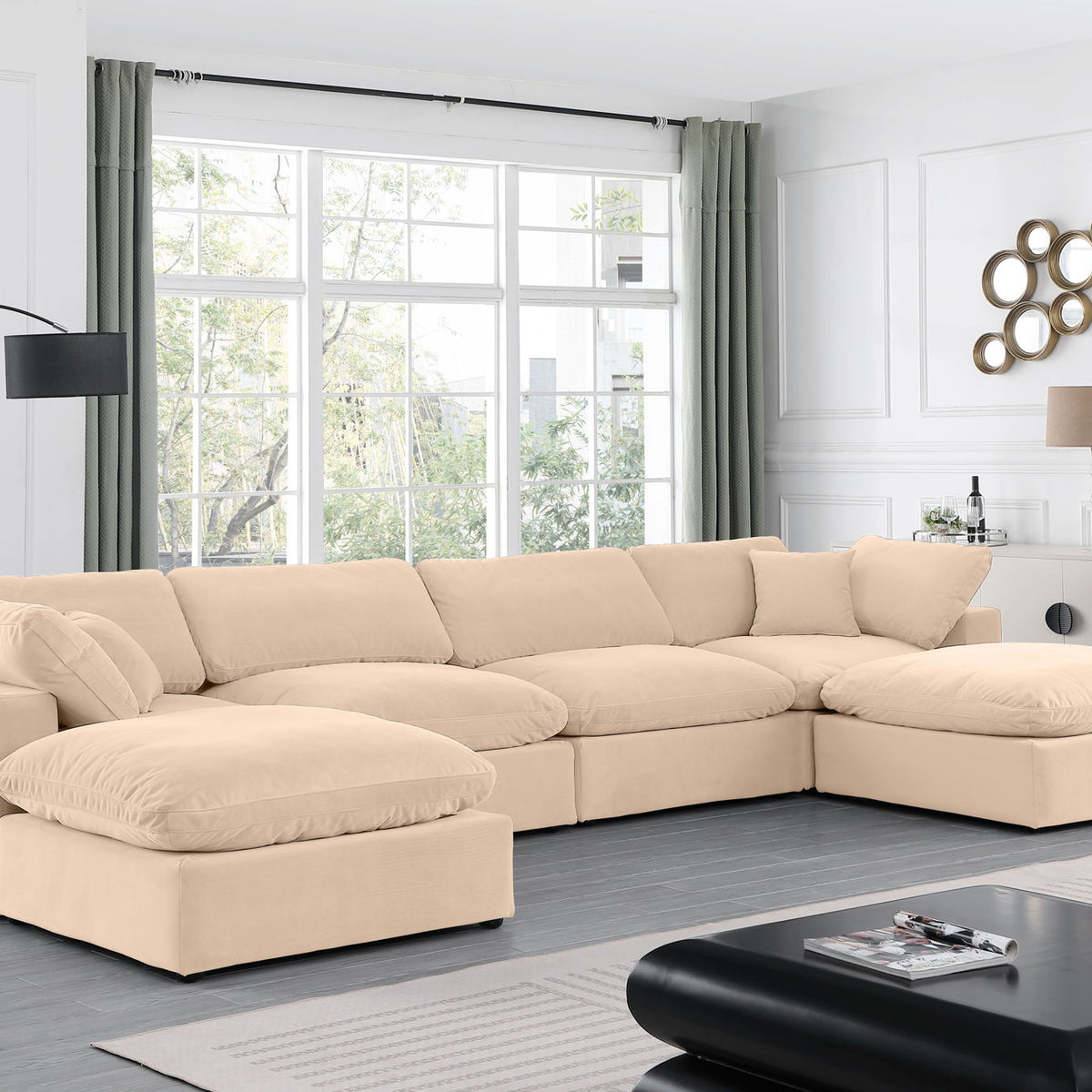 Comfy - 6 Piece Velvet Modular Double Chaise Sectional