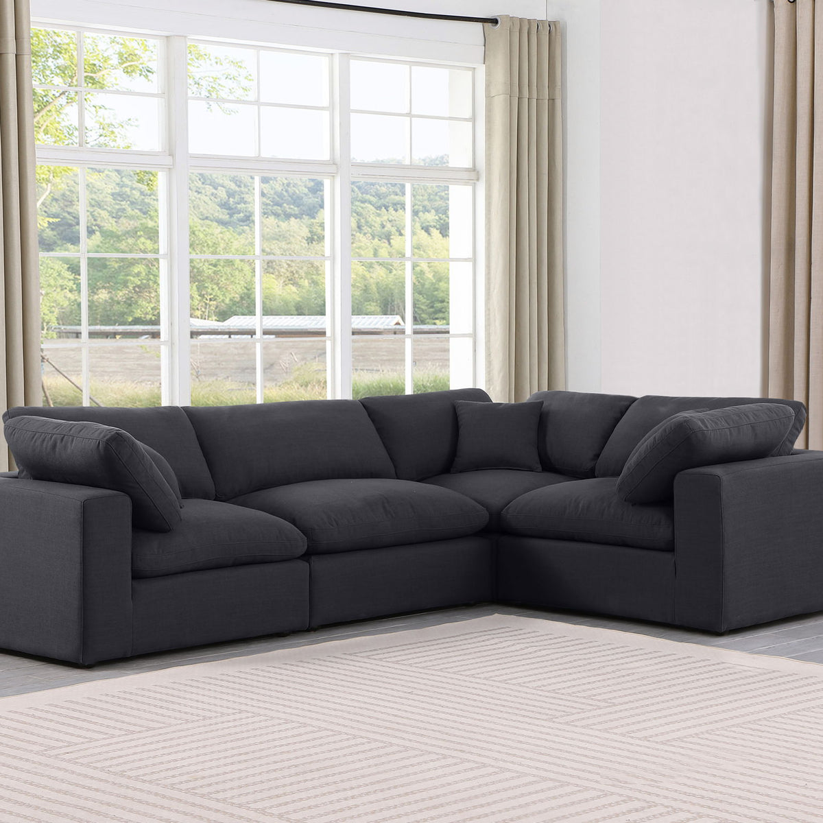 Comfy - 4 Piece Linen Fabric Modular Sectional