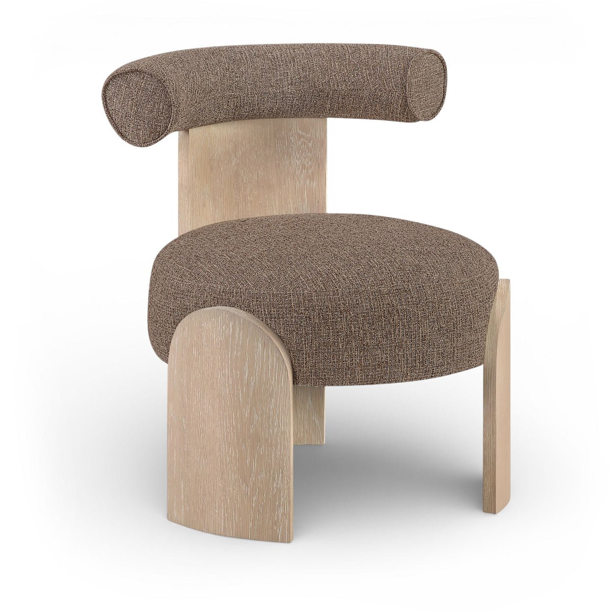 Calder - Linen Textured Fabric Upholstered Accent Chair - Painted Natural Base