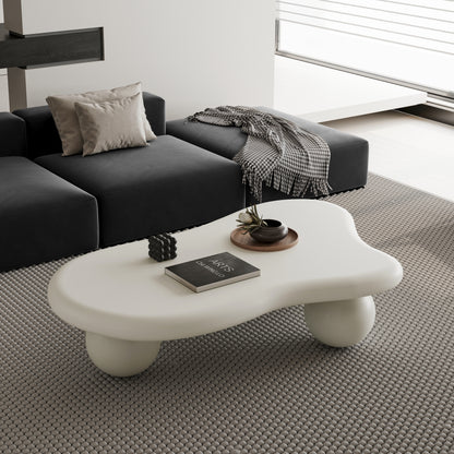 Cloud-Shaped Coffee Table Sphere Legs Cream White 47-inch