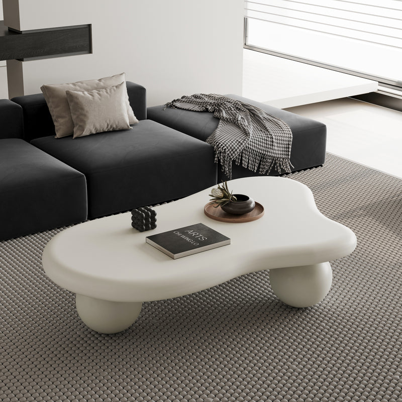 Cloud-Shaped Coffee Table Sphere Legs Cream White 47-inch