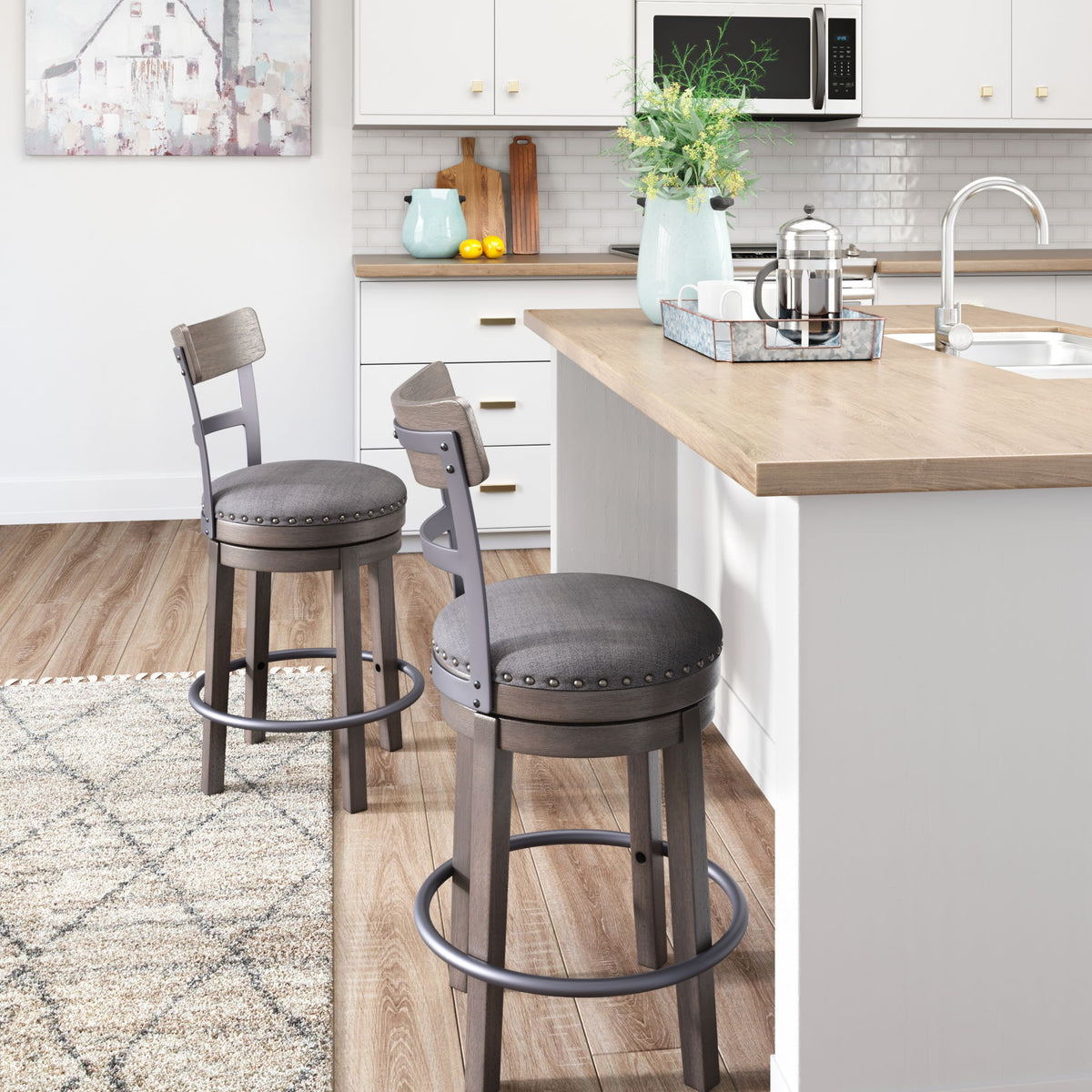 Caitbrook - UPH Swivel Barstool  - Gray
