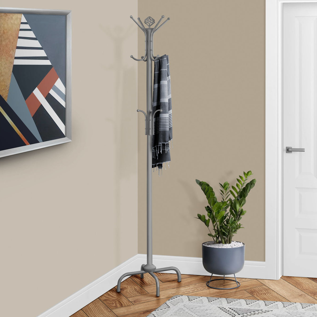 Free Standing Coat Rack 12 Hooks For Entryway