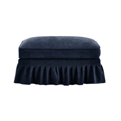 Chenille Ottoman - Blue Chenille