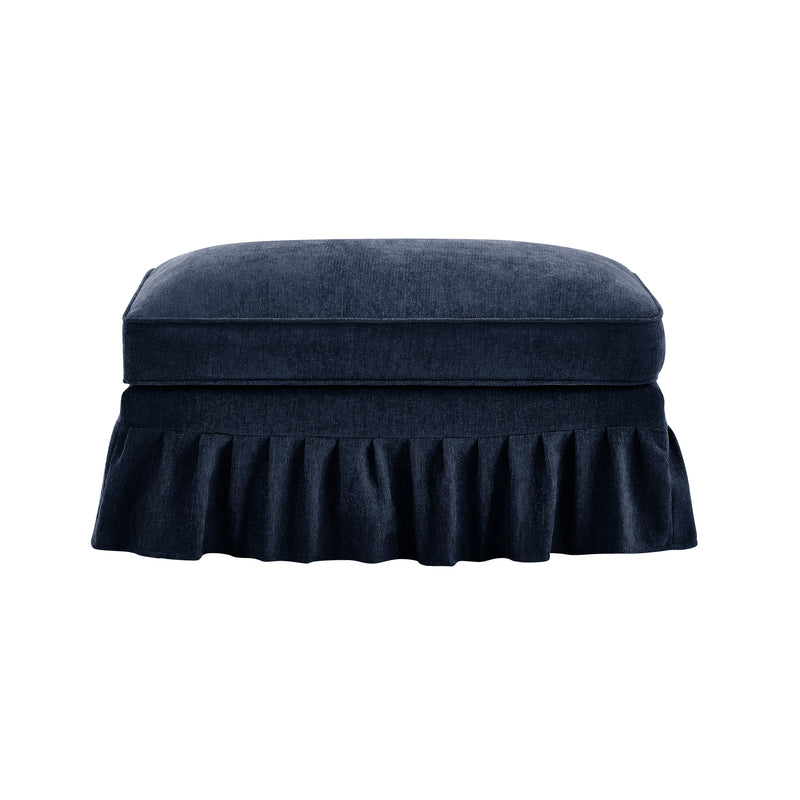Chenille Ottoman - Blue Chenille