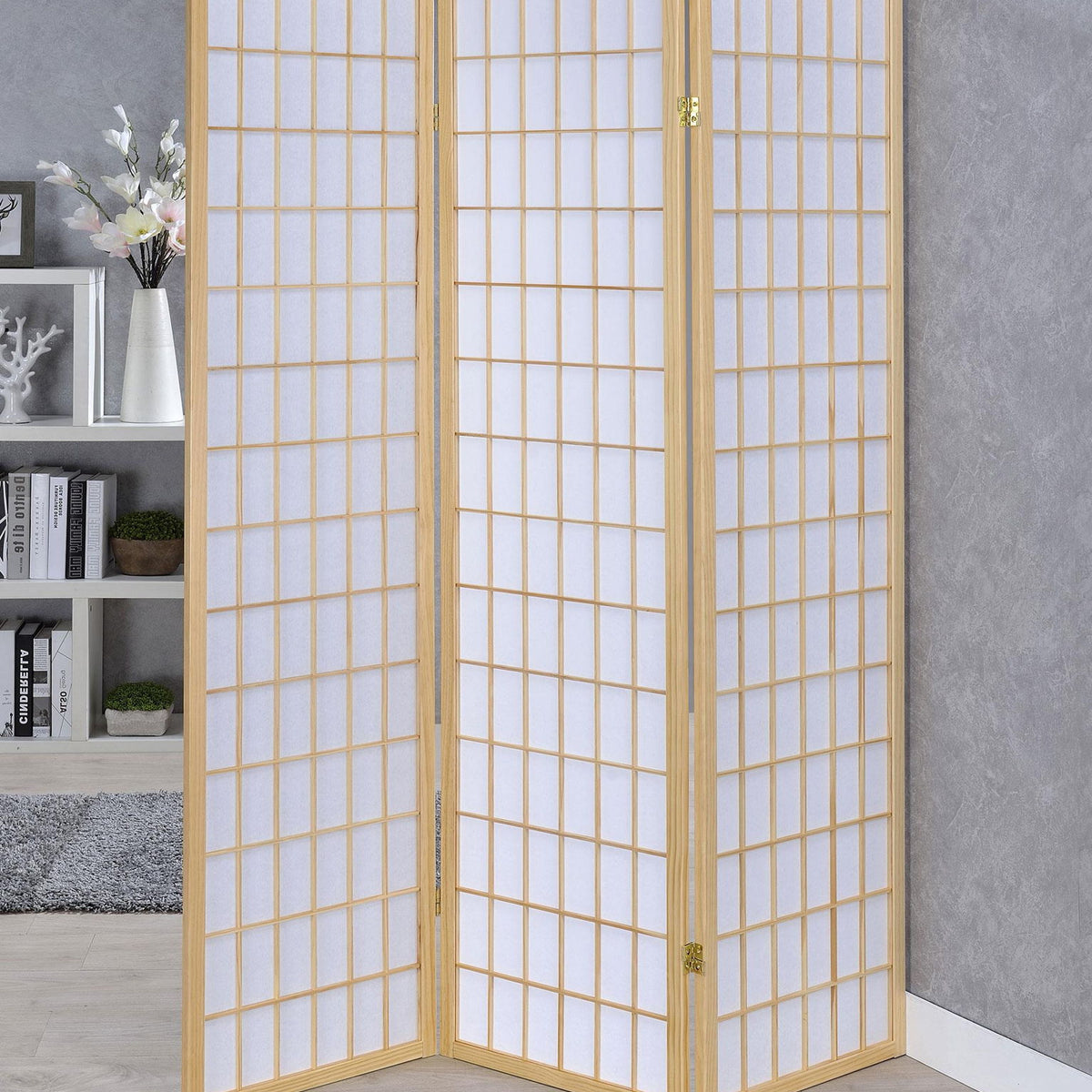Carrie 3-Panel Room Divider Folding Shoji Screen Natural