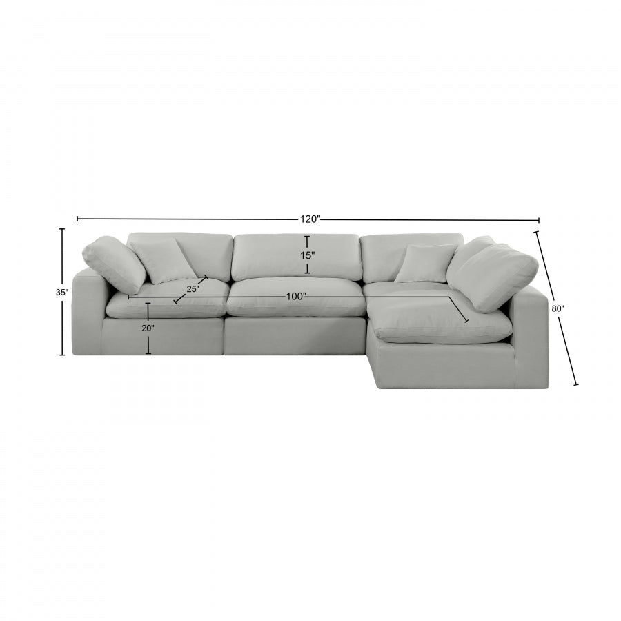 Meridian Furniture Comfy Linen Textured Fabric Sectional