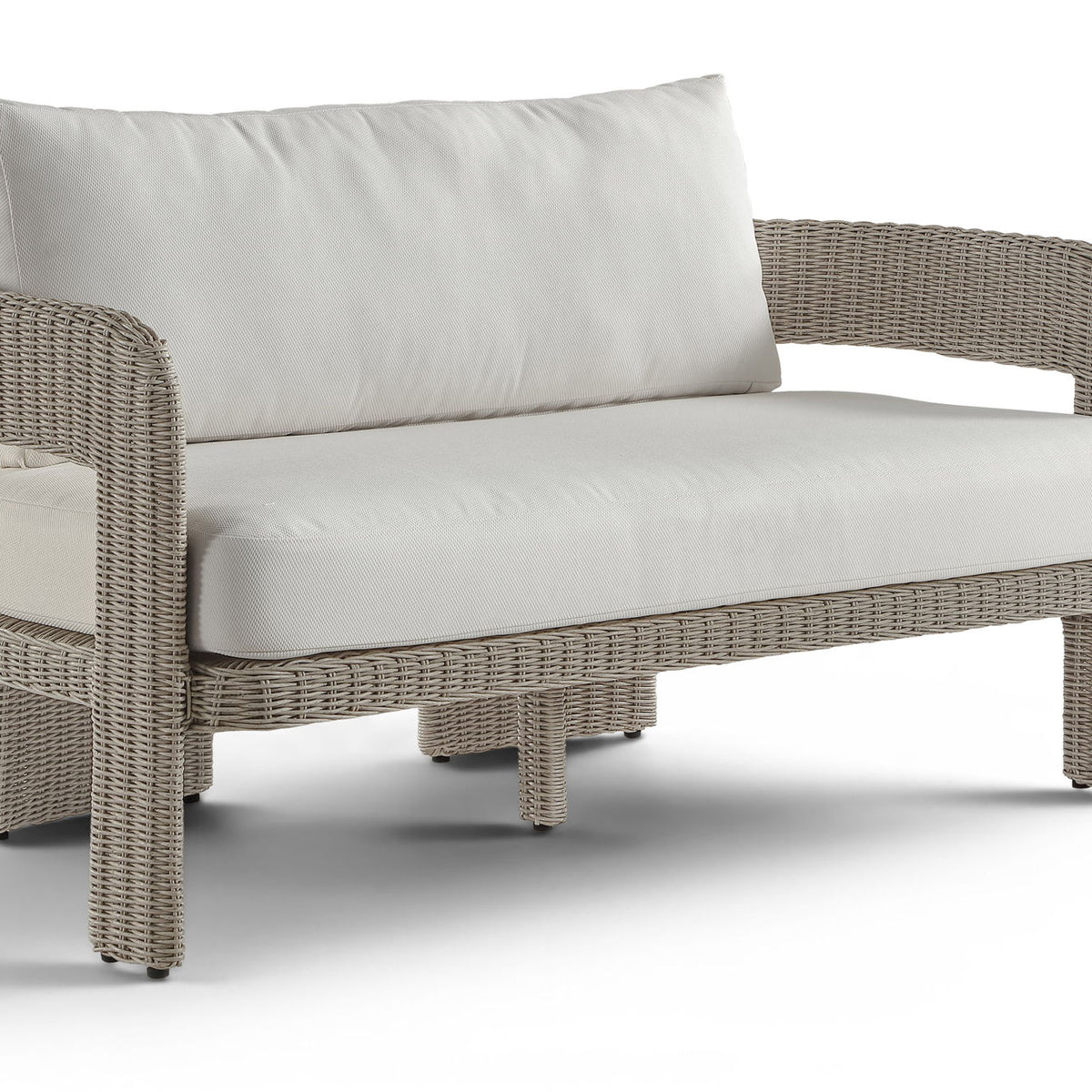 Sandbay - Olefin Water Resistant Fabric And Wicker Outdoor Patio Loveseat