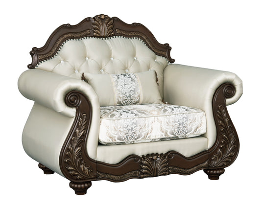 Pierce - Chair With Pillow - Beige / Cherry