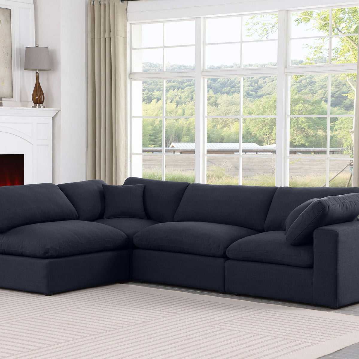 Comfy - 4 Piece Linen Fabric Modular Armless Sectional