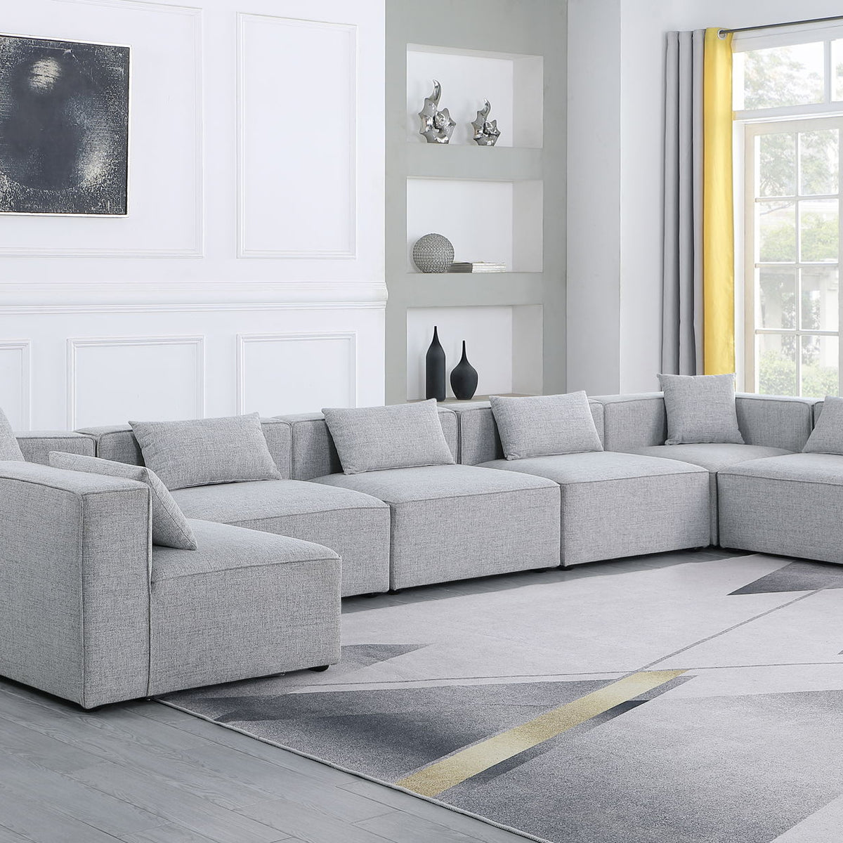 Cube - Linen 7 Piece Modular U-Shaped Sectional