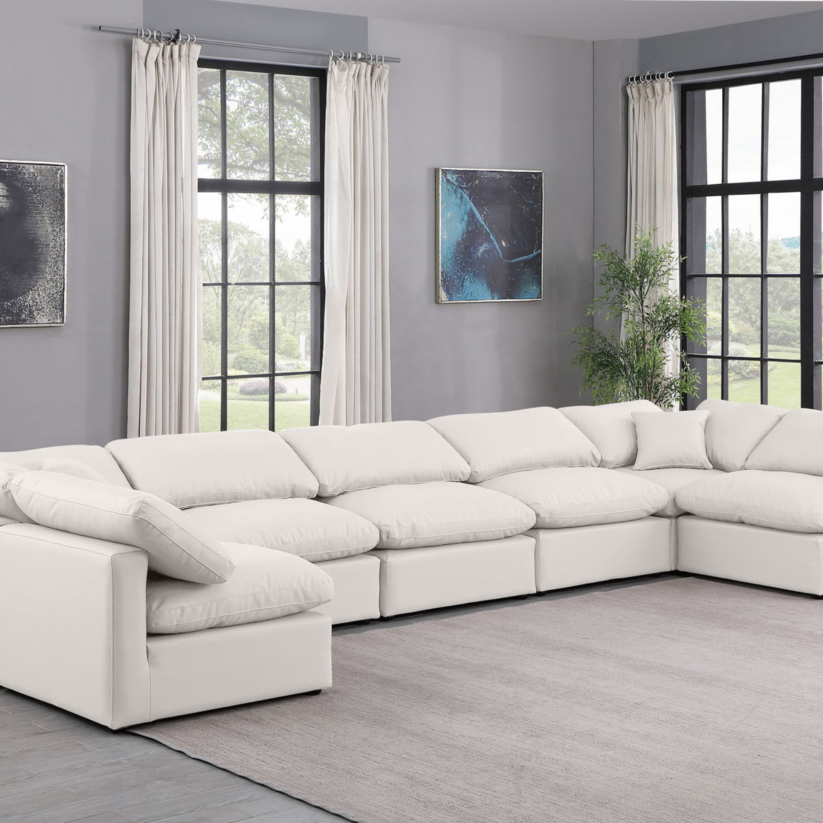 Indulge - Faux Leather 7 Piece Modular U-Shaped Sectional