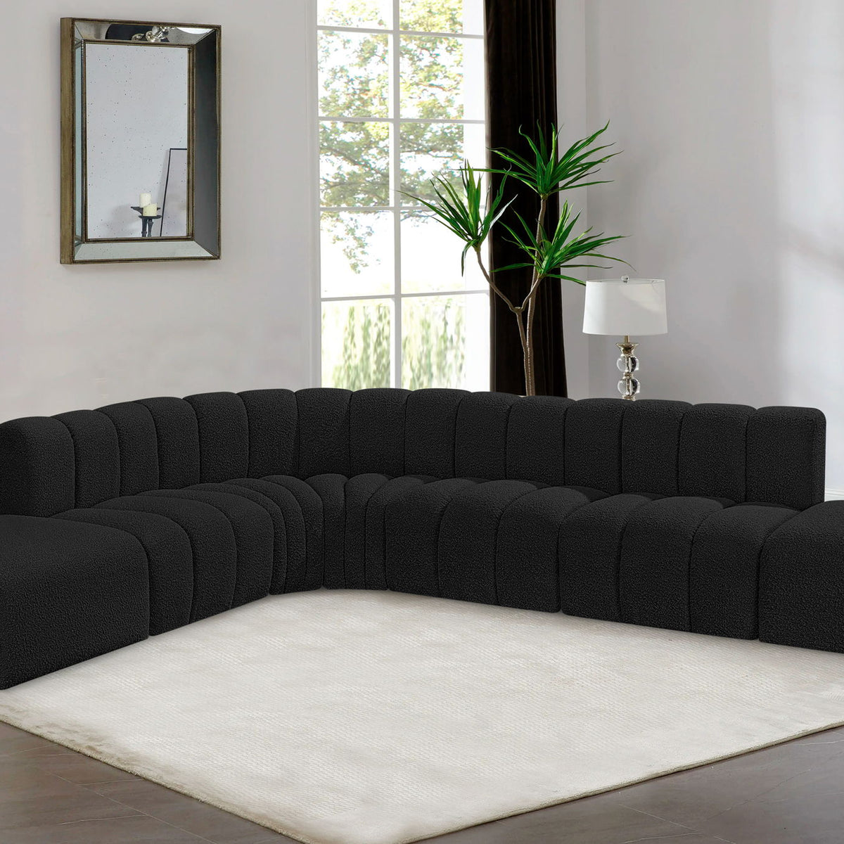 Arc - Boucle Fabric 7 Piece Corner Modular Sofa