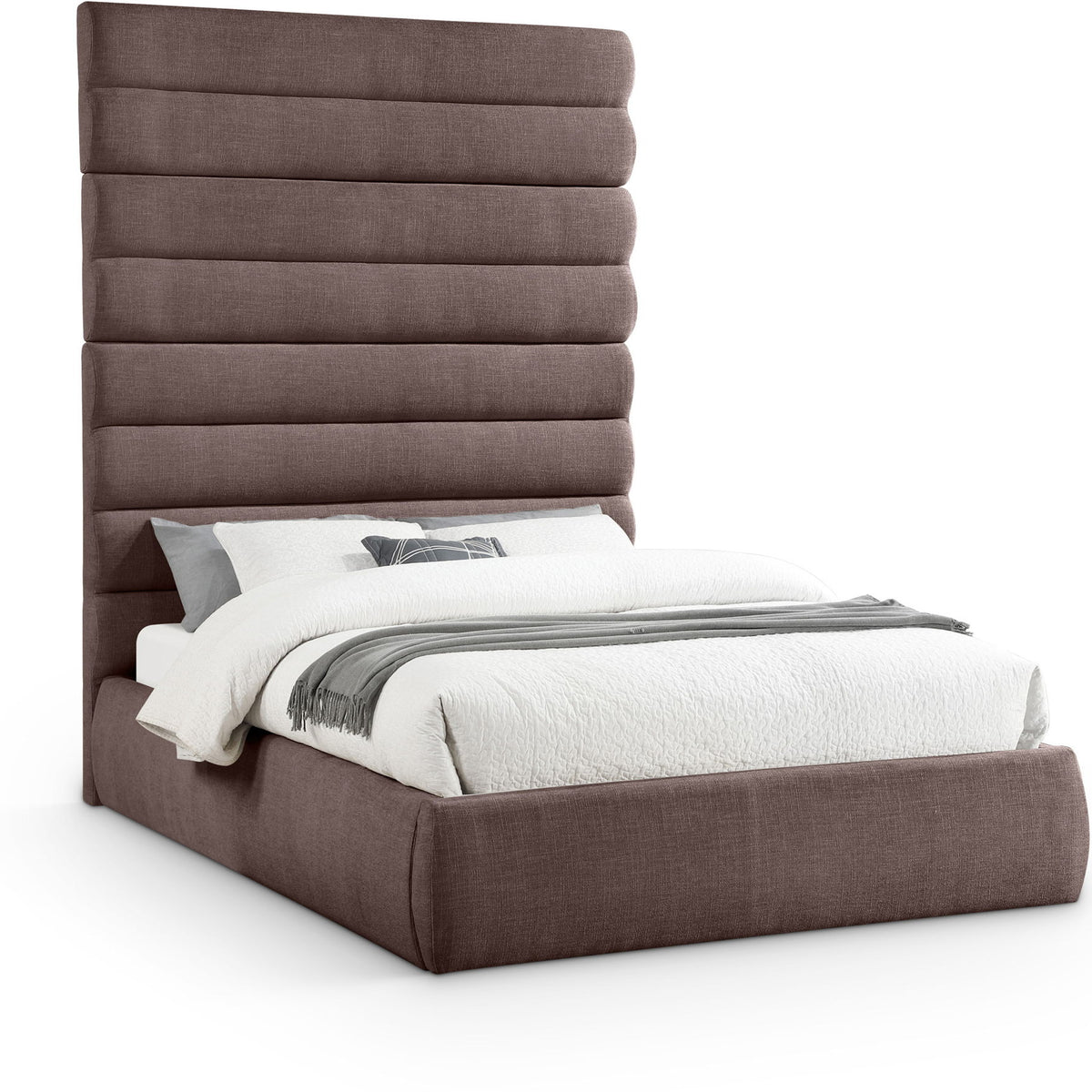 Adam - Linen Fabric Bed With 89" Headboard