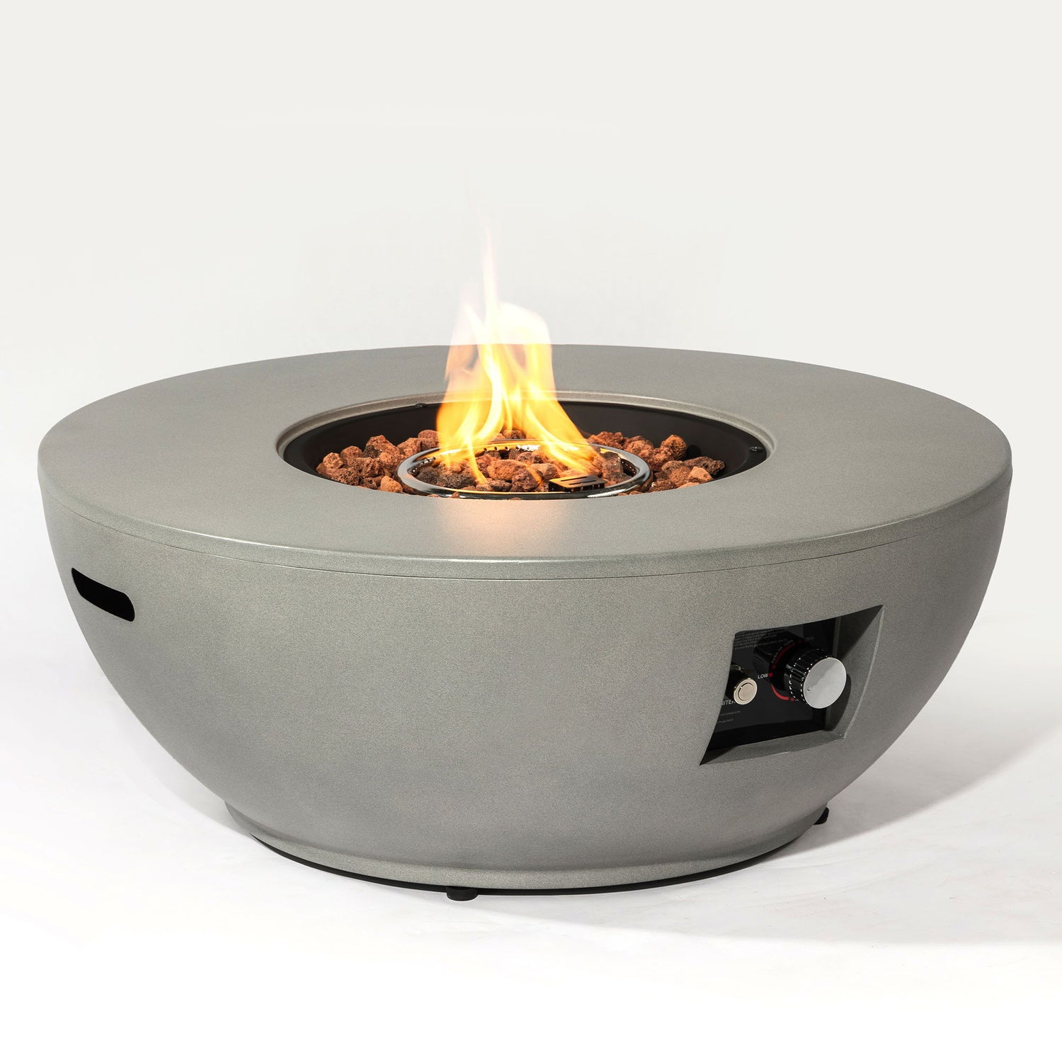 36" Propane Gas Fire Pit Table, 50000 Btu Round Steel Fire Pit With Tank Holder For Outside Patio Deck Garden Backyard - Gray