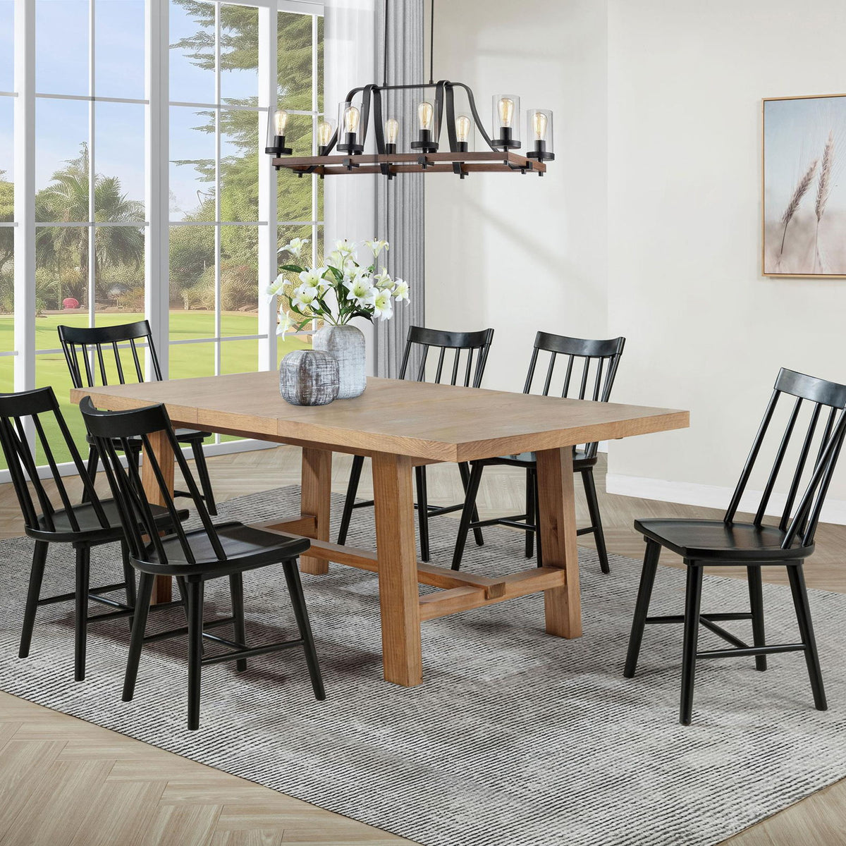 Middleton 7-piece Extension Leaf Dining Set Brown and Black