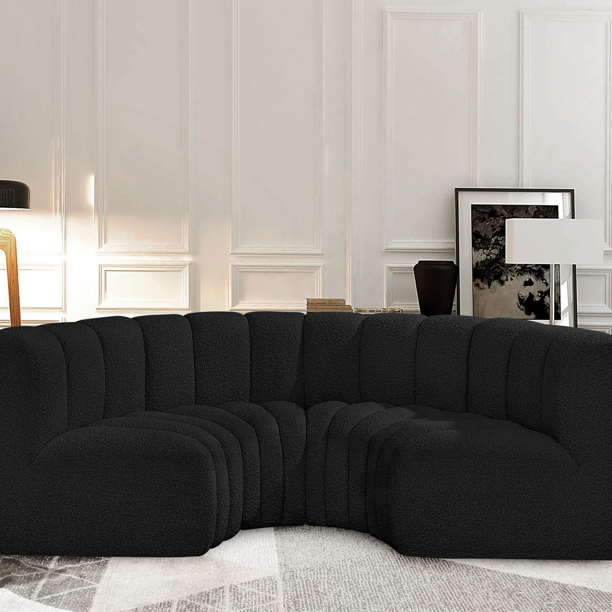 Arc - Boucle Fabric 4 Piece U-Shaped Modular Sofa