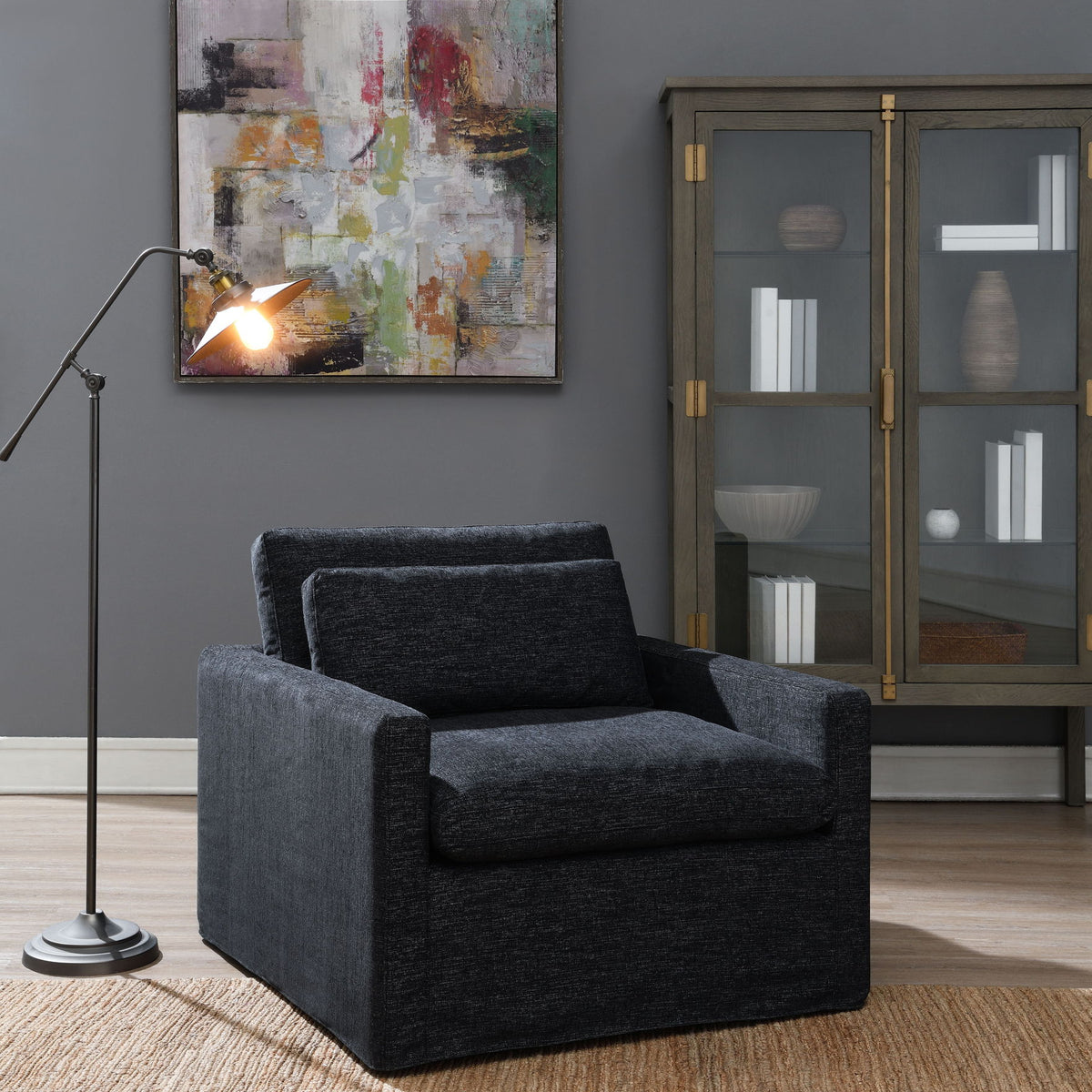 Naveen - Swivel Chair With 1 Toss Pillow