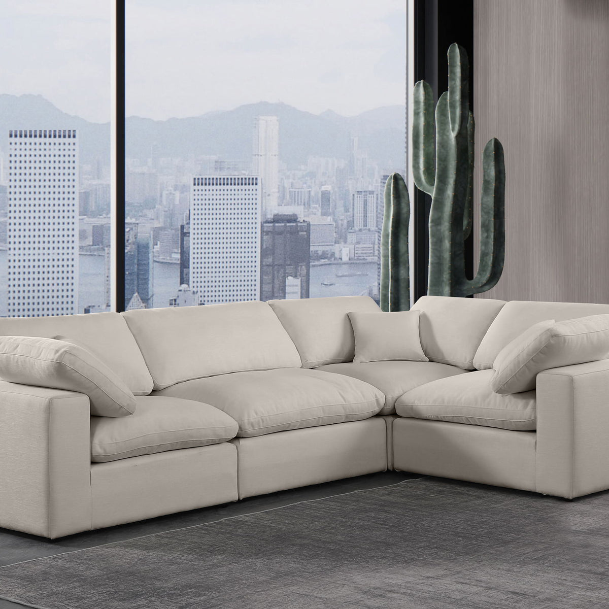 Comfy - 4 Piece Linen Fabric Modular Sectional