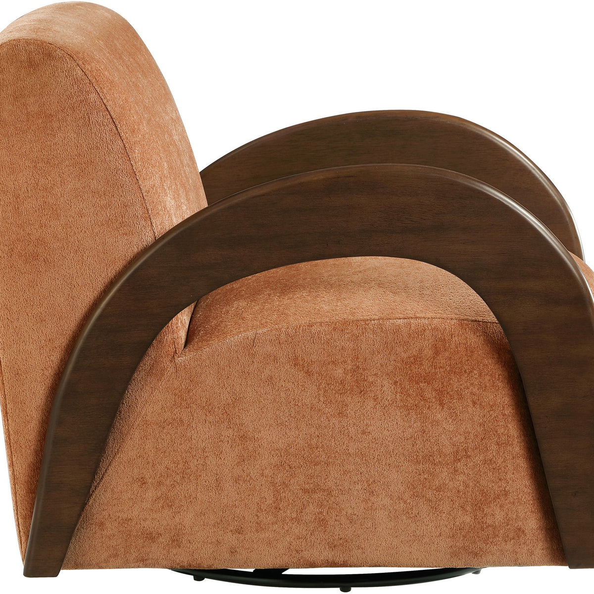 Neria - Chenille Fabric Upholstered Swivel Accent Chair - Painted Brown Base