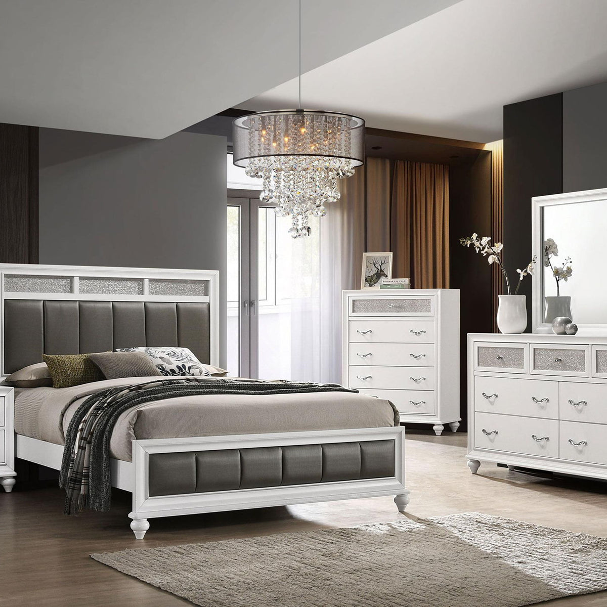 Barzini 5-piece Eastern King Bedroom Set White