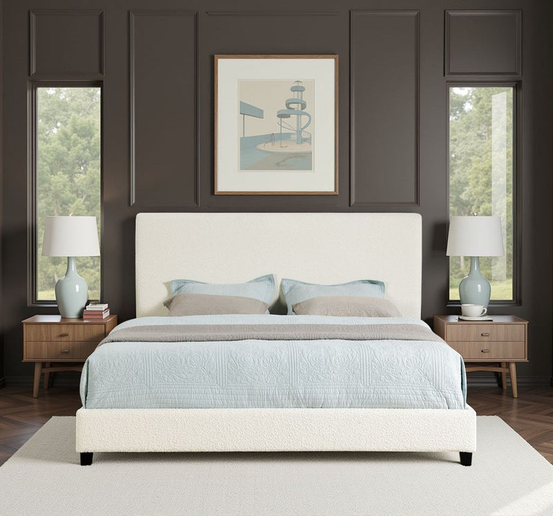 Boucle Upholstered Platform Bed