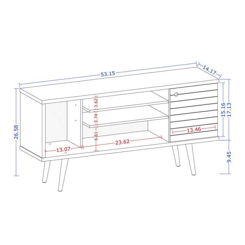 Manhattan Liberty - 53" TV Stand With Rustic Brown Frame