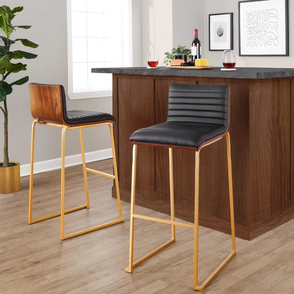 Mason Mara - Contemporary Versatile Desig Fixed Height Barstool (Set of 2)