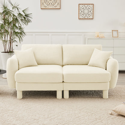 2-Seater Boucle Loveseat - Beige Boucle