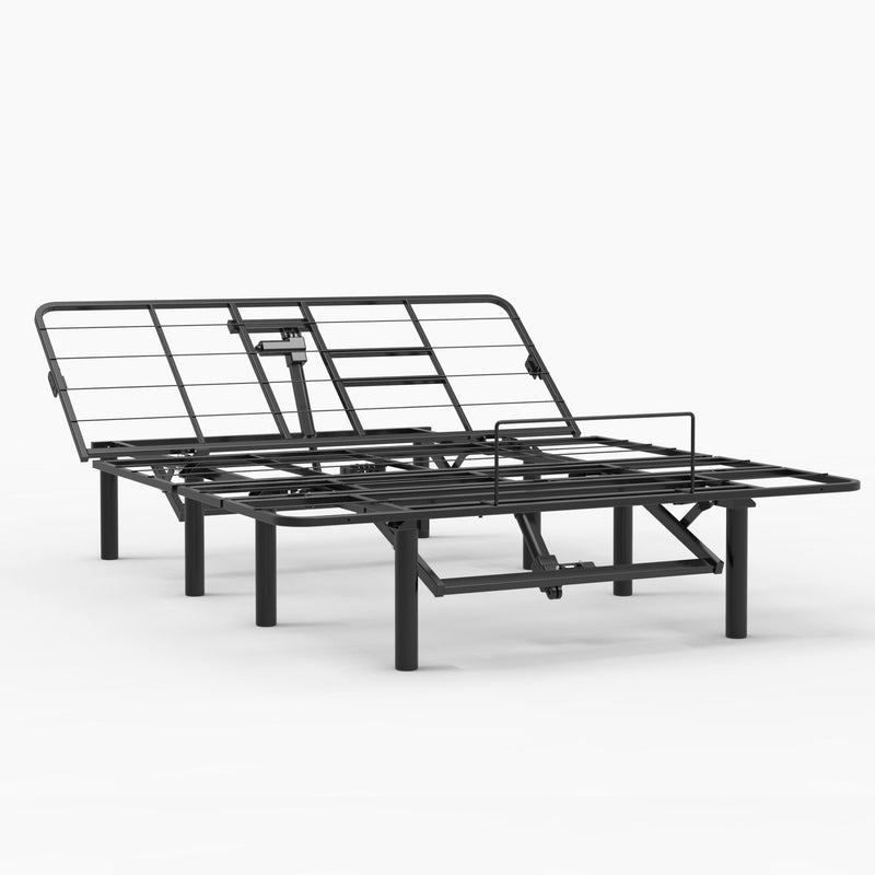 Adjustable Bed Base Frame With Head And Foot Incline, Quiet Motor, Queen Size Steel, Dual USB A, C Ports - Black