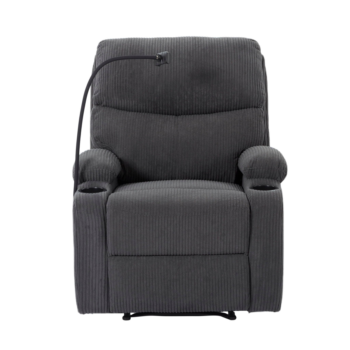 Adjustable Manual Recliner, Ergonomic Lounge Chair With Phone Holder And 2 Cup Holders