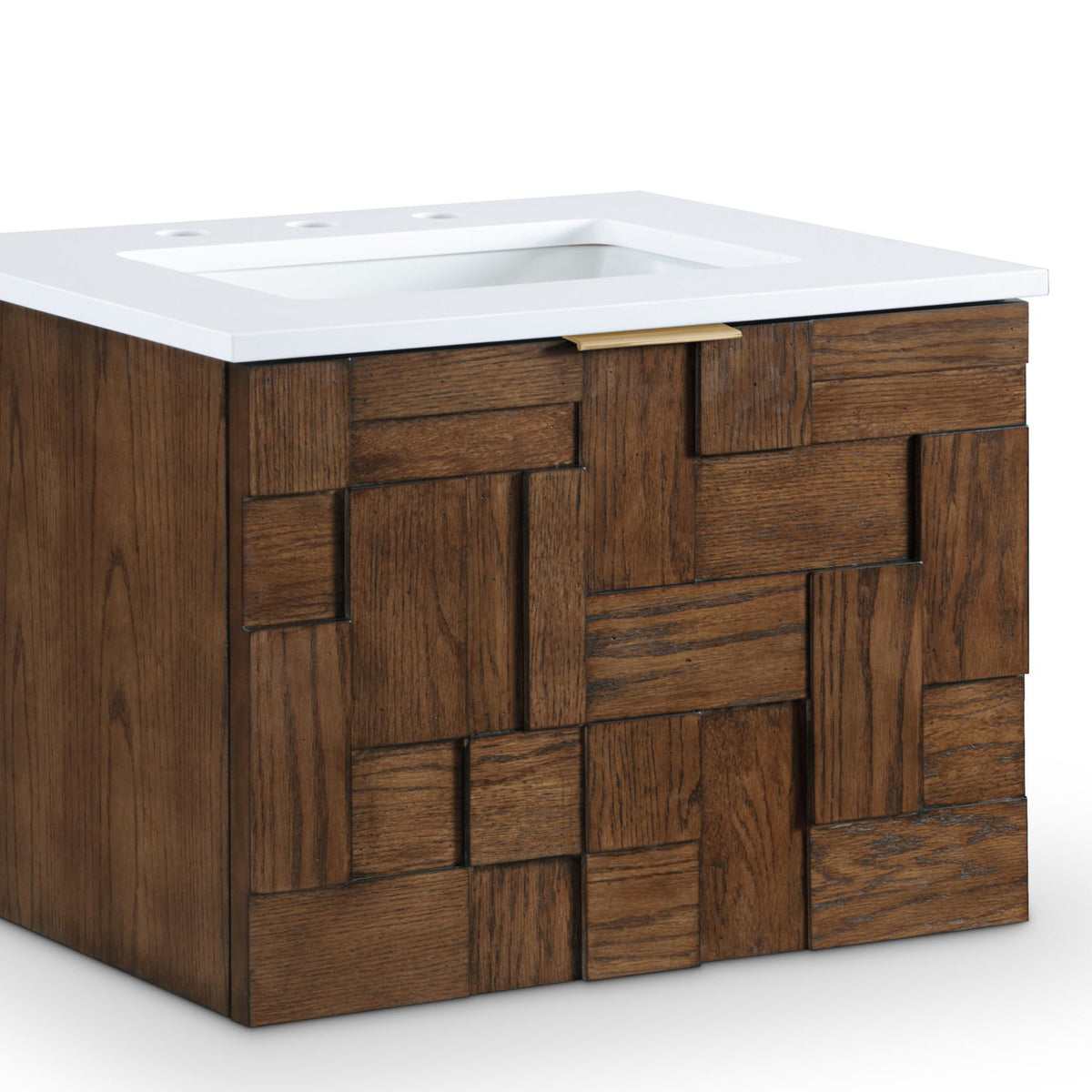 Leonardo - Engineered Stone And Solid Wood 24" Wall Mounted Bathroom Vanity