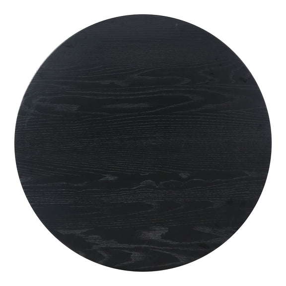 Round black woodgrain counter table top, dark finish