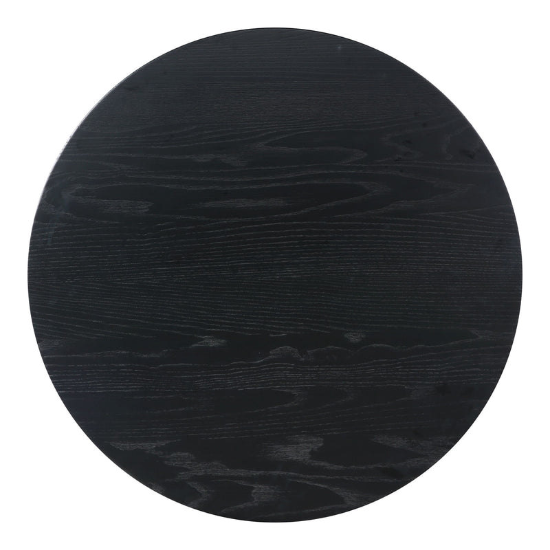 Round black woodgrain counter table top, dark finish