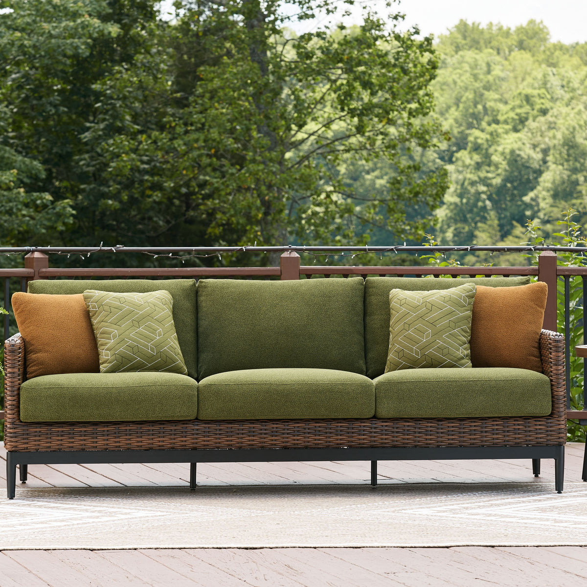 Horizon Hall - Brown / Green - Sofa With Cushion
