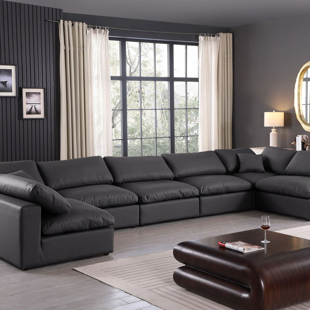 Comfy - 7 Piece Faux Leather Modular Armless Sectional
