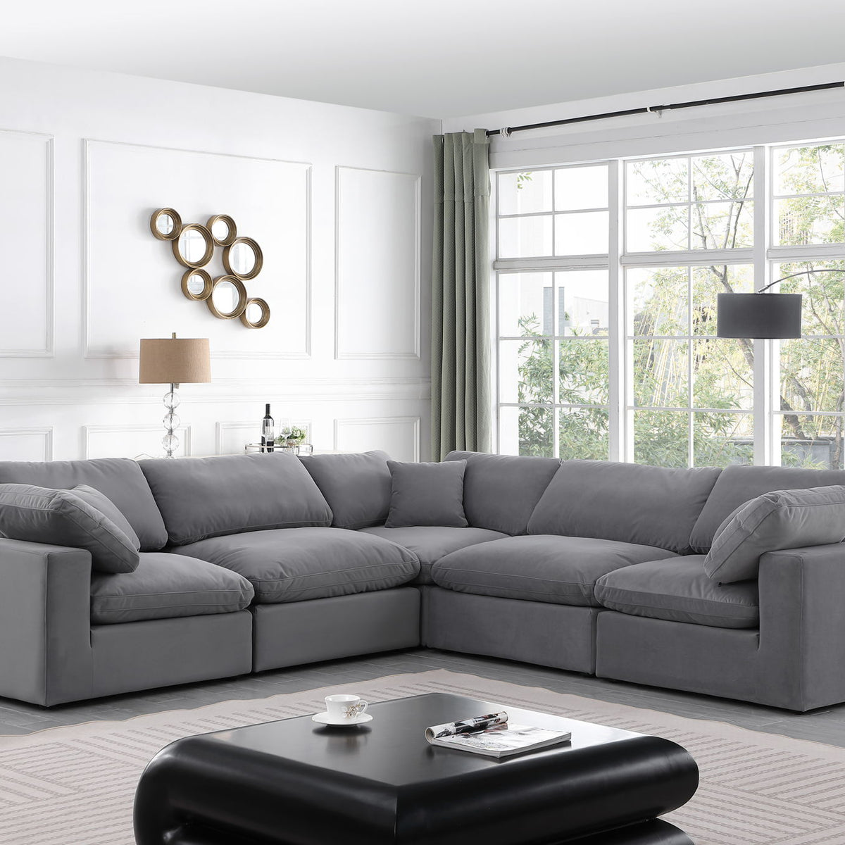 Comfy - 5 Piece Velvet Modular Corner Sectional