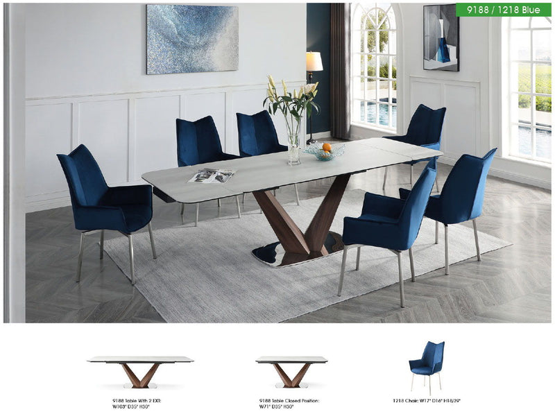 9188 - Dining Table With Extensions - White