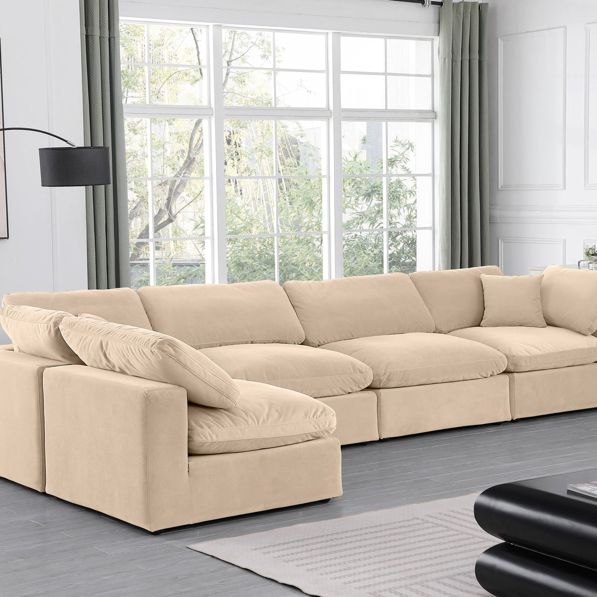 Comfy - 5 Piece Velvet Modular Sectional