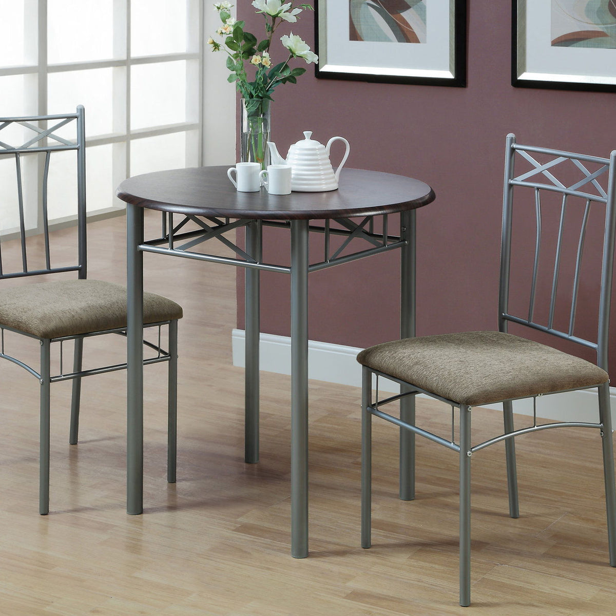 Dining Table Set Small Round 3 Pieces Set