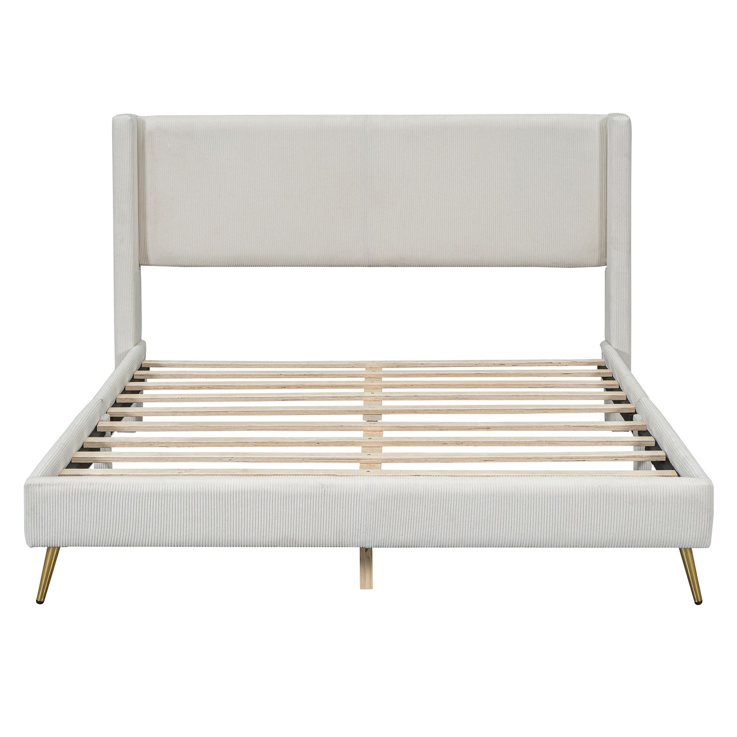 Platform Contemporary Bed With Legs And Upholstered Headboard