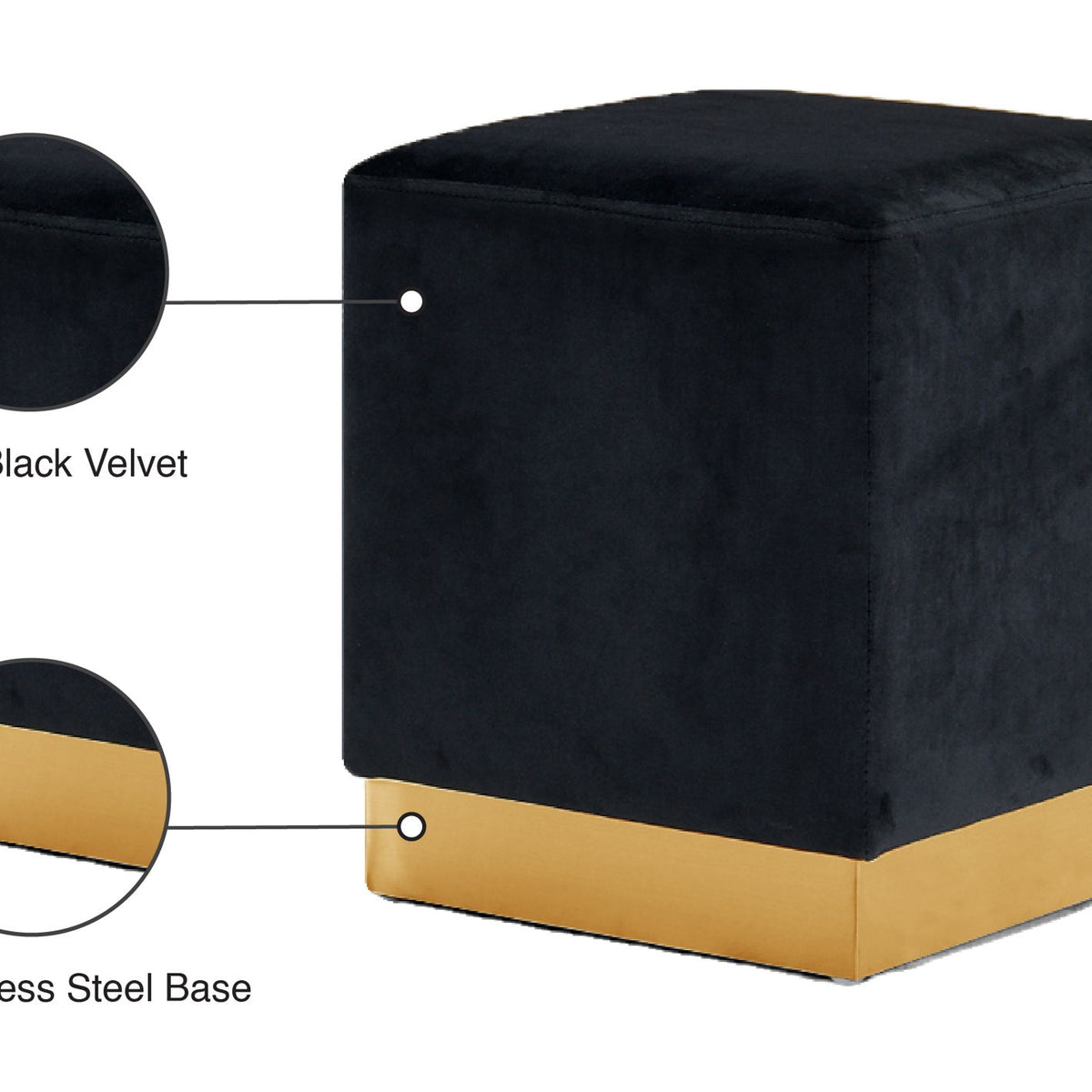 Jax - Stool Ottoman with Gold Base